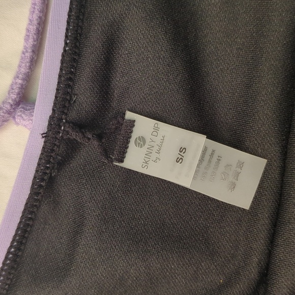 2/$25-Skinny Dip High Waist Colorblock Bottom & Textured Crossback Top Purple - Picture 7 of 12